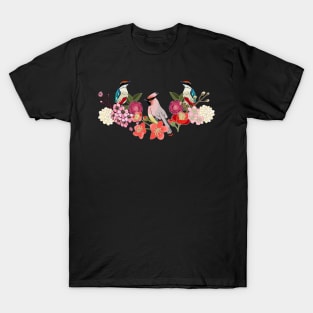 Waxwing with fairy pitta and cherry blossom T-Shirt